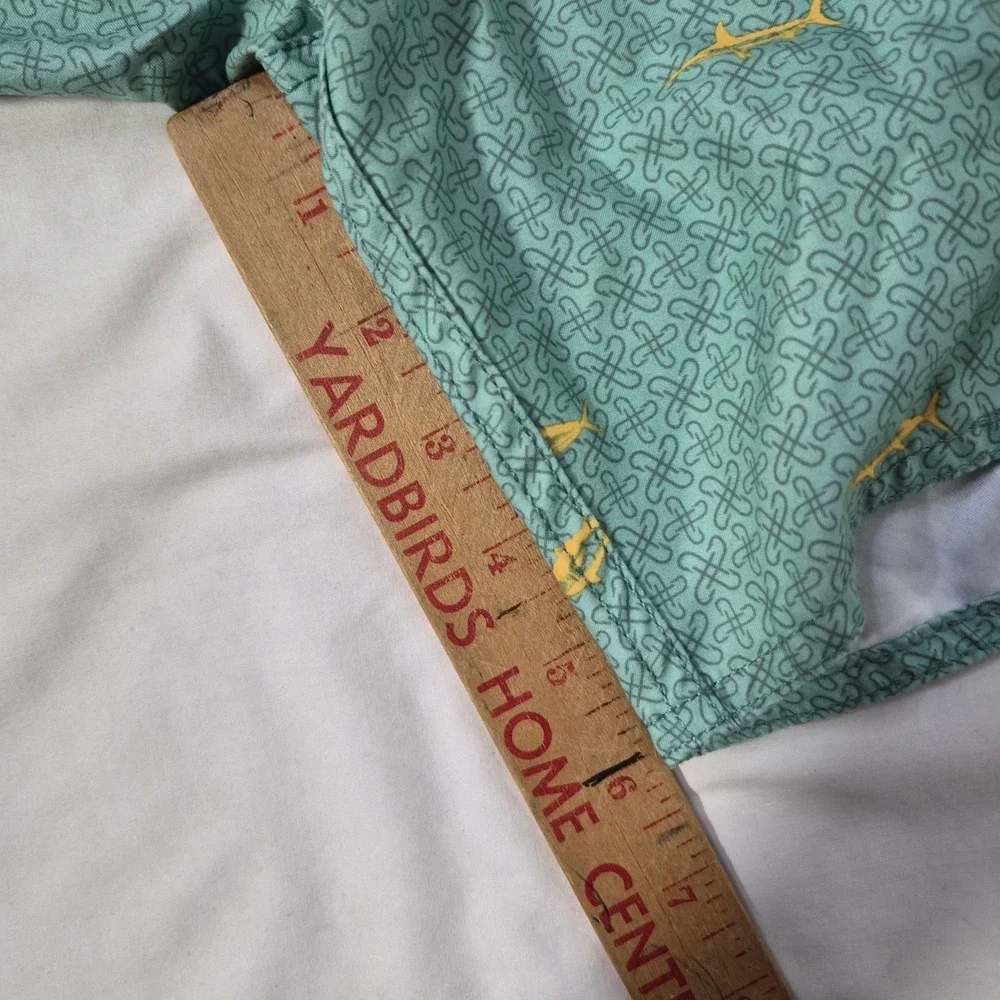 AFTCO Swim Trunks Mens Small Green Fish Print Board‎ Shorts Fishing Wear